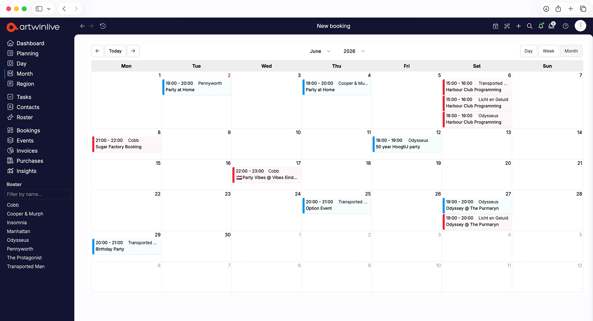 Team member workspace in Artwin Live